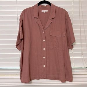 Madewell mauve camp linen shirt size large